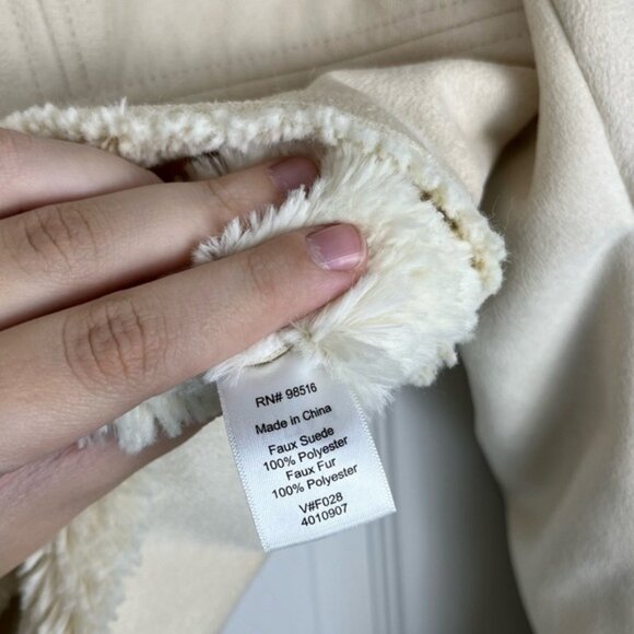 Coldwater Creek Cream Colored Faux Shearling Coat - Picture 7 of 10
